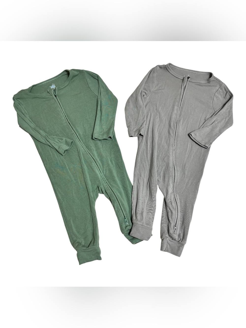 cloud island Green and Gray Zippered Kids One-Piece Footies